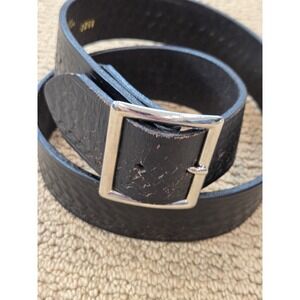 Bay Leather Mens Black Basketweave Top Grain Leather Belt 36 Made in USA 8522